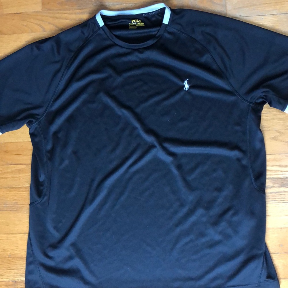 MENS POLO ATHLETIC SHIRT BLACK SIZE XL